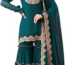 Women's Women's Faux Georgette Embroidered Kurti with Plazzo and Dupatta Set-image-60