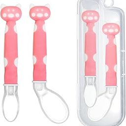 FunBlast Spoon for Baby Feeding – Silicone Spoons for Baby 6 to 12 Months, Babies Self Feeding Training Spoons Set (Cat-Pink)-image-15