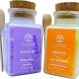 LA NATURAL Lavender and Lemon Orange Bath Salt Combo | Bath salt for Relaxing soothing | Bath Salt for Tan Removal | Epsom Bath Salts with Essential Oils (200 Gm each, Pack of 2)-image-74