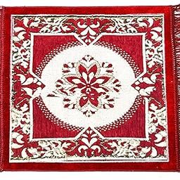 IVAZA 1 Pieces Velvet Prayer Mat/Aasan/Pooja Mat/Meditation Rectangular Shape Mat/Multipurpose Velvet Rug Mat 2 Ft X 2 Ft Maroon White-image-28
