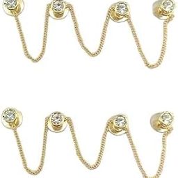 White Kurta Buttons Cufflinks With Chain For Men and Women (Pack of 2)-Brass Plated Lalchi Buttons-image-74