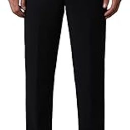 Men Black Slim Fit Solid Flat Front Formal Trousers-picture-28