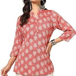 Womens Red Rayon Slub Ethnic Motifs Tunic-picture-10