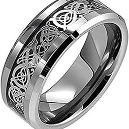 peora Tungsten Celtic Dragon Black Inlay Comfort Fit Wedding Band Ring For Men Boys, Size_9-picture-26
