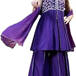 stylum Women Rayon Solid & Embrpodered Short Kurta Sharara With Dupatta Set-picture-48
