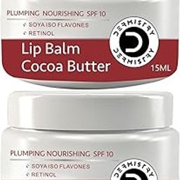 Dermistry Plumping Nourishing SPF10 Lip Balm Cocoa Butter & Strawberry for Dry Dark Chapped Lips, Retinol Coconut Oil Moisturization Smoothening Glossy Finish Soft Pink Lips Women (Pack of_2)-31