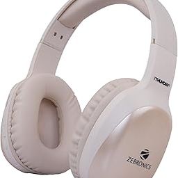 ZEBRONICS Thunder PRO Over Ear Wireless Headphone with Dual Pairing, Gaming Mode, ENC, Bluetooth, Call Function, Aux, Micro SD, Voice Assistant, Deep Bass, Up to 60h Backup (Beige)-24
