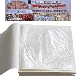 Edible Silver Leaf 99.9% Pure Silver Leaf, Chandi Varakh Foils 15pcs 6'' x 4'' for Sweets Deco, Cake Baking Chocolate, Supari, Ayurvedic Medicine, Decoration, Beauty Face Kits, Painting Art Crafts-picture-28