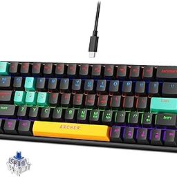 Archer Tech Lab Wired Mechanical Gaming Keyboard| 60% Compact, 63 Keys+ 26 Anti-Ghosting, Blue Switches Tactile Feedback, 17 RGB Effects, 50 Million Clicks for Laptop Mac PS4 PS5 Xbox (Astra M400)-15