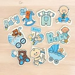 Chocozone Baby Boy Decorations for 1st Birthday Decorations for Baby Basket Hampers Baby Shower Decorations Basket 3D Motives for Gift Wrapping (10 Designs) (Pack of 50)-22