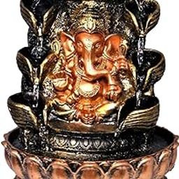 Water Fountain with Lord Ganesha, Multicolor LED Lights, Motor Pump with Water Flow Control Switch and Crystal Ball, 30 x 20 x 20 cm-image-99