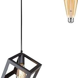 Diktmark Metal Square Cube Ceiling Light for Living Room (Black, with Bulb)-image-58