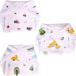 LazyToddler Muslin Padding Nappy Set for Unisex Baby | 100% Cotton Soft & Reusable Langot | Washable Cloth Diapers for Newborns & Infants (Crane,Teddy,Little One, M)-67