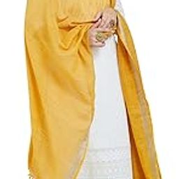 Women Yellow Cotton Solid Dupatta-31