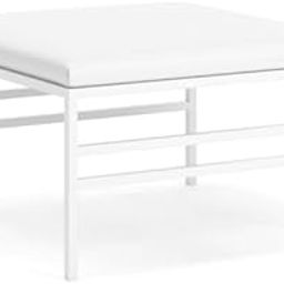 64906 Large Vanity Stool/Bench, Cushion Vanity Chair, Dressing Makup Stool Bench, Vanity Seat for Bedroom, Living Room, Bathroom Ottoman - White Frame with White Cushion-image-14