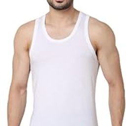 Men Premium White Cotton Blend Regular Fit Vest-image-24