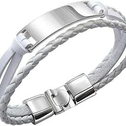 Weave Bracelets Rope Bangle PU Leather Wristband Casual for Anniversary Boy White-11