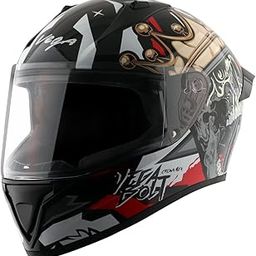 Vega Bolt Crown Men ISI and DOT Certified Glossy Finish Full Face Helmet for Men with Clear Visor- Black Red, Size: M(57-58 cm)-picture-17