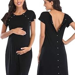 Women's Maternity 3 in 1 Delivery Labor Nursing Nightgown Hospital Gown Sleepwear for Breastfeeding-picture-2