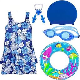 LEBAMI Swimming Kit for Kids Girls with Swimming Costume for Girls Swimming Goggles Swimming Tube Swimming Cap and Swimming Pool Accessories |-image-35
