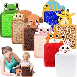 SNOWIE SOFT® 8Pcs Sensory Mat for Babies Felt Sensory Toys Various Textured Cartoon Animal-Themed Tactile Play Mats, Washable Colorful Cartoon Textured Montessori Toys-18