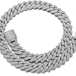 Mc Stan Chain Cuban Link Chain for Men Women girls gents Miami Necklace Iced Cubic Zirconia diamond chain Sterling Silver Chains Long Stainless Steel Ice Rhinestone Hip hop Stylish Rapper 122-9