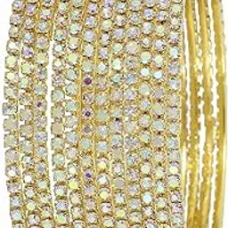 zulka Premium Metal Zircon Diamond Studded Bangles Set for Women & Girls | Stylish Chudi Set | Pack of 12-picture-12