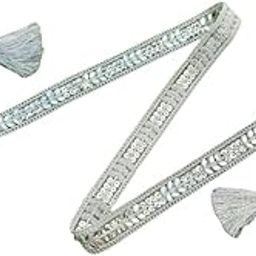 Slim and Sleek Silver Mirror Work Waist Belt for Girls and Women-image-84