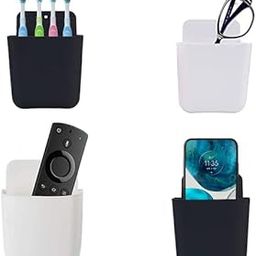 Wall Mounted Adhesive Remote Control Stand Mobile Phone Holder for Charging AC/TV Storage Box for All Smartphones| (Black,White)-image-23