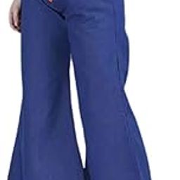 Women's Flared Denim Button Palazzo/Jeans (Dark Blue)-image-76