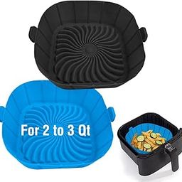 Air Fryer Silicone Liners for 2 to 3 QT Small Fryers, Non-Stick Reusable Pot Basket Bowl Liner Baking Tray Accessories 2 Pack Square-6
