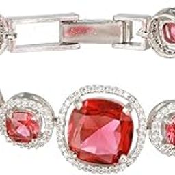 Rhodium Plated Red Zircon Studded tennis Wraparound Bracelet-13