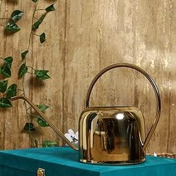 OPAXA LIVING - Gold EPL Plant Watering Can Handcrafted Garden Essential, Gardening Tool Watering Sprayer Water can for Kids, Flower Watering Pot for Home Gardening - with spout 1.7L, (Pack of 1)-image-94