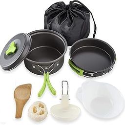 Lightweight Stackable Pot Pan Bowls with Storage Bag Camping Cookware Set Camping Gear Campfire Utensils Non-Stick Cooking Equipment-picture-16