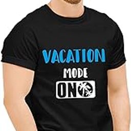 Men's Women's Cotton Printed Regular Fit T-Shirts | Vacation Mode On printed | Half Sleeves | Round Neck | Set Of 1-image-99
