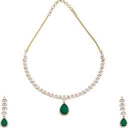 Fashion Jewellery Polished Zircon Necklace Set With Push Back Earrings| Best For Bride, Bridemaids & Special Occasion | Zircon Necklace Set For Women-image-39