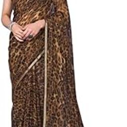 Women's Lace & Printed Chiffon Saree with Unstitched Blouse Piece-image-13