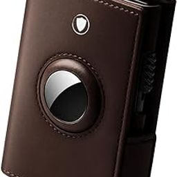 Popup Card Holder Trifold Leather Wallet with airtag Holder for Men Women - Dark Brown | RFID Protection | Air tag Slot + Cash + Card Storage | Magnetic Closure-picture-17