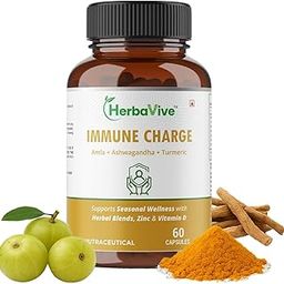 HerbaVive Immune Charge Immunity Enhancer Supplement with Amla, Ashwagandha and Turmeric, Immunity Booster - 60 Capsules (Pack of 1)-image-87