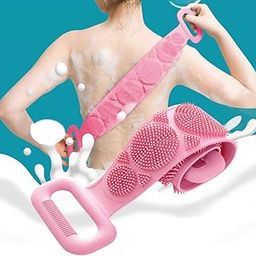 Sukhkar Silicone Body Scrubber/Bath Body Cleaning Belt/Skin Brush Belt/Exfoliating/Exfoliator Body Washable Scrubber For Skin/Bathing/Body Dirt Removal For Kids Men's & Women (Multicolor)-image-82
