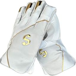 Spartan Leather Cricket Wicket Keeping Gloves,White and Gold,Suitable for Professional Players (Size Men)-image-53