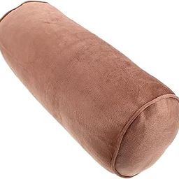 BESTYASH Round Velvet Cervical Roll Pillow Ergonomic Memory Foam Cushion for Neck and for Travel Home and Office Use Coffee-image-10