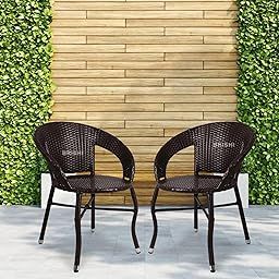 BRISHI Garden Patio Seating Chair Set Outdoor Balcony Garden Coffee Set Furniture with 2 Chairs Set (Brown)-image-119