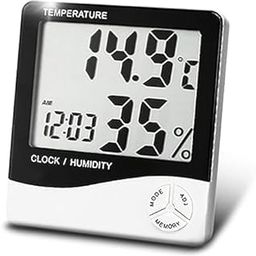 Digital Indoor Temperature and Humidity Meter with Clock, High Precision Hygrometer Thermometer with Alarm, Big LCD Display, Wall Mounted or Desktop for Home Office Use (HTC-1)-image-47