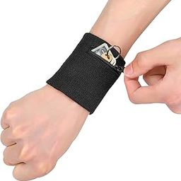 Ubervia Wallet Wristband Cotton Zippered Bracers, Unisex Elasticity Sports Bracers Coin Keys Storage Zipper Pocket Coin Purse Wristband for Gym, Running, Basketball(Black) |-image-50