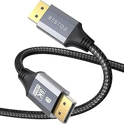 BESTOR Display Port Cable 1.4,8K DP Cable 32.4Gbps 8Ka60Hz HBR3 4Ka60Hz/144Hz/120Hz 5Ka60Hz 1080Pa240Hz Support Free Sync G-Sync HDR10 Display Port for Gaming Monitor Graphics Card (1.5 M),Grey-20