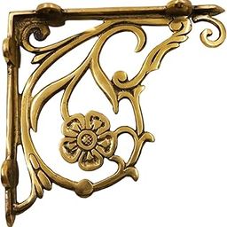 Traditional Handcrafted brass Wall Hanger for Diya’s and Lantern| Brass Wall mount bracket for Planters and Bird Feeders| Hanging Wall Bracket| Home Décor [Weight: 530gm]- Floral Wall Bracket-33