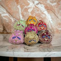 JEWELQUIPO Peacock Matka Potlis, Giftting Potlis wedding potli for ladies Gift for women handbags traditional Indian Wristlet with Drawstring Ethnic Embroidery Women Fashion Potli (Multi Colour) (10)-image-75