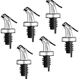 SITOLO Stainless Steel Bottle Pourers with Rubber Olive Oil Liquor Wine Free Flow Dispensers Caps for Restaurant, Bar, Hotel, Casino Use, Glass Bottle Rubber Lid - 6pc-image-13