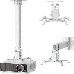 CAPRIGO Heavy Duty 1 Feet to 2 Feet (12 Inch to 24 Inch) Adjustable Projector Ceiling Mount Stand, Universal Projector Wall Mounting Bracket Kit with Swivel, Tilt & Height Adjustments (White-M447)-19